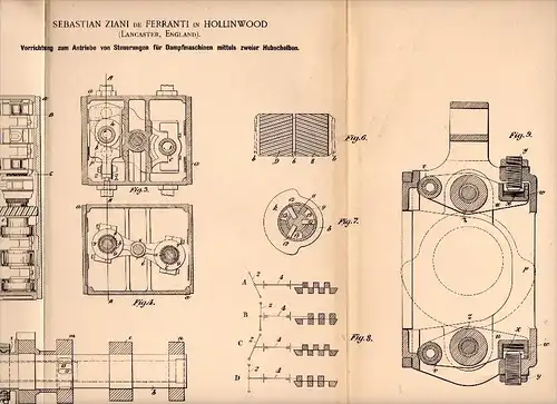 Original Patent - Sebastian Ziani de Ferranti in Hollinwood , 1900 , Control for steam engine , Manchester , Lancaster !