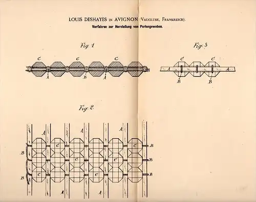 Original Patent - Louis Deshayes dans Avignon , 1884 , production de tissu de perles, tissage !!!