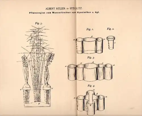 Original Patent - A. Heller in Steglitz b. Berlin , 1900 , Glas für Hyacinthen , Hyacinths , Pflanzen , Blumen !!!