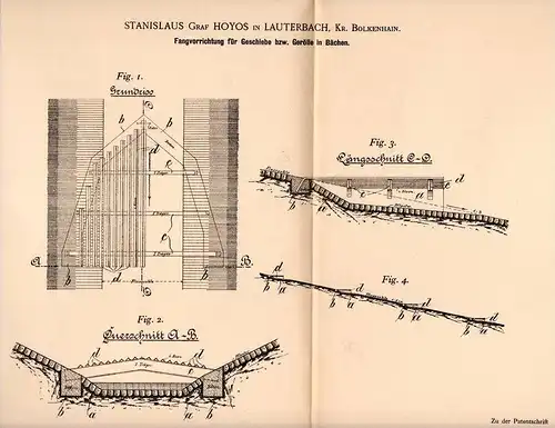 Original Patentschrift - Graf Hoyos in Lauterbach b. Bolkenhain , 1900 , Schutz für Bach , Gebirge , Erdrutsch , Bolków