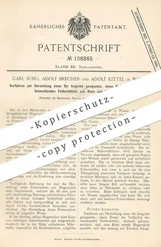original Patent - Carl Jung , Adolf Brecher , Adolf Kittel , Wien , Österreich , 1898 , Futter aus Kleie und Magermilch