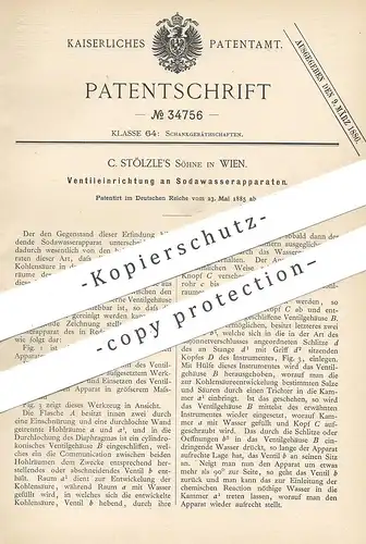 original Patent - C. Stölzle`s Söhne , Wien , Österreich , Ventil an Sodawasserapparat |  Soda , Wasser , Zapfanlage !!!