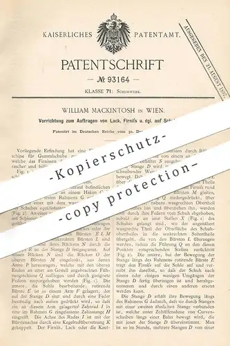 original Patent - William Mackintosh , Wien , Österreich , 1896 , Auftragen von Lack , Firniss auf Schuhwerk | Schuhe !