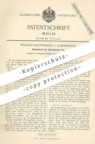 original Patent - Wilhelm Mannesmann , Lüdenscheid , 1891 | Stulpenknopf | Stulpen - Knopf | Knöpfe | Schneider !!!