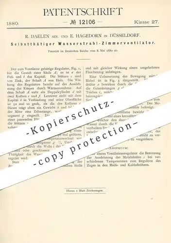 original Patent - R. Daelen , E. Hagedorn , Düsseldorf , 1880 , Wasserstrahl - Zimmerventilator | Ventilator , Gebläse