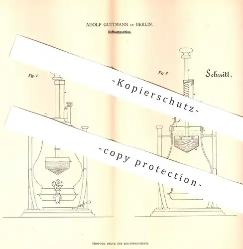 original Patent - Adolf Guttmann , Berlin , 1880 , Kaffeemaschine | Kaffee , Coffee , Tee | Café , Rösterei !!!