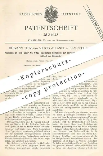 original Patent - Hermann Tietz , Selwig & Lange , Braunschweig  1883 , Herst. von Zuckerplatten | Zucker , Zuckerfabrik