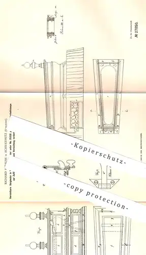 original Patent - Richard Strauss , Schweidnitz / Schlesien , 1883 , Sargdecke | Sarg , Särge | Bestattung , Bestatter !