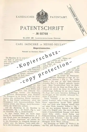 original Patent - Carl Jaeschke , Neisse Neuland 1890 , Düngerstreumaschine | Dünger - Streumaschine | Düngen , Landwirt