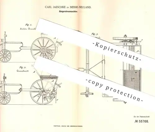 original Patent - Carl Jaeschke , Neisse Neuland 1890 , Düngerstreumaschine | Dünger - Streumaschine | Düngen , Landwirt