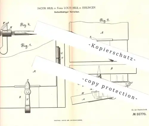 original Patent - Jacob Hilb , Louis Hilb , Esslingen / Stuttgart , 1890 , Vorreiber | Fenster , Tür , Laden | Schlosser