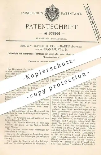 original Patent - Brown , Boveri & Co. , Baden / Schweiz , Frankfurt / Main , 1898 | Luftweiche für elektr. Fahrzeuge