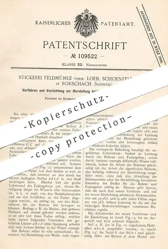 original Patent - Stickerei Feldmühle vorm. Loeb , Schoenfeld & Co. , Rorschach , Schweiz | Effekte auf Stickmaschine !!