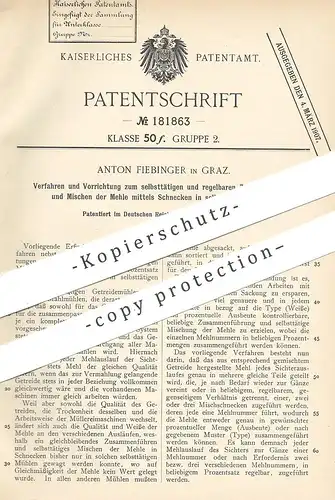 original Patent - Anton Fiebinger , Graz , 1906 , Mühle , Mühlen | Mehl mischen | Müller , Müllerei , Mahlwerk !!!