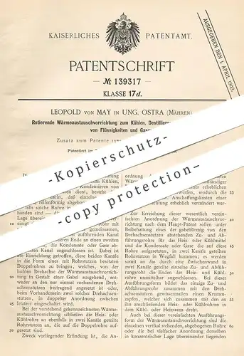 original Patent - Leopold von May , Ung. Ostra / Mähren | Kühlen , Destillieren u. Kondensieren von Flüssigkeit u. Gas