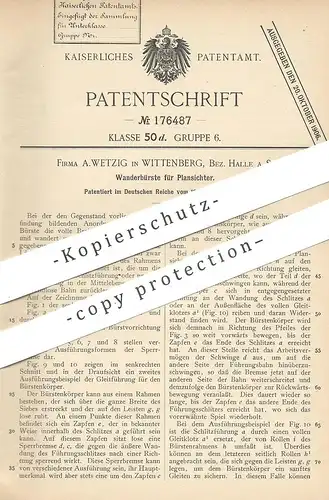 original Patent - A. Wetzig , Wittenberg , Halle / Saale , 1905 , Wanderbürste für Plansichter | Bürste , Mühle , Mühlen