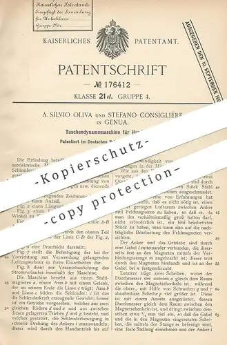original Patent - A. Silvio Oliva , Stefano Consigliere , Genua , Italien , 1905 , Taschen - Dynamo | Licht , Lampe !!!
