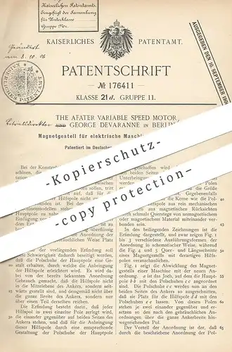 original Patent - The Afater Variable Speed Motor , George Devaranne , Berlin 1905 , Magnet für elektr. Maschine | Motor