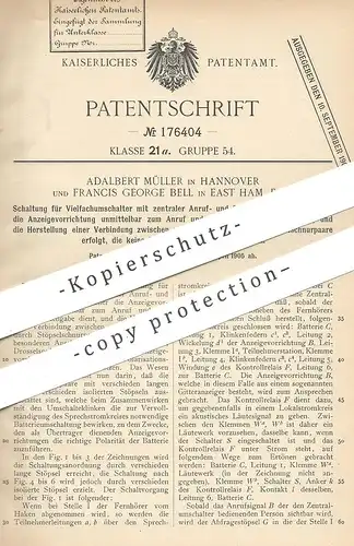 original Patent - Adalbert Müller , Hannover | Francis George Bell , East Ham , England , 1905 | Telefon , Fernsprecher