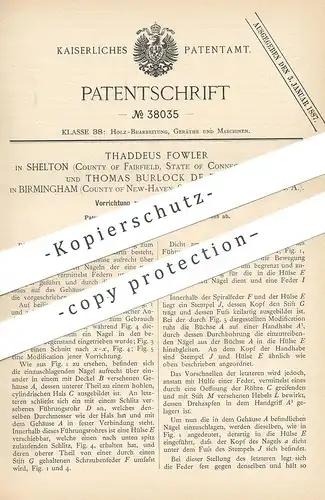 original Patent - Thaddeus Fowler , Shelton , Fairfield  USA | Thomas Burlock de Forest , Birmingham , New Haven | Nagel