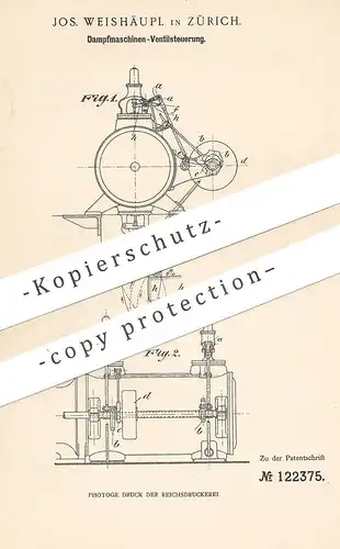 original Patent - Jos. Weishäuptl , Zürich , 1900 , Dampfmaschinen - Ventilsteuerung | Dampfmaschine | Steuerung