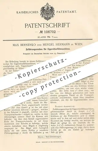 original Patent - Max Bernenko , Mendel Hermann , Wien , Österreich , 1898 , Zigaretten - Füllmaschine | Tabak
