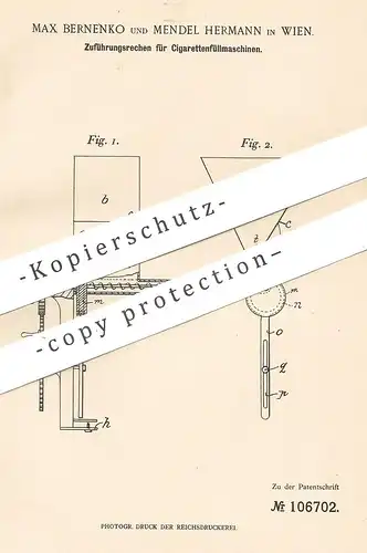 original Patent - Max Bernenko , Mendel Hermann , Wien , Österreich , 1898 , Zigaretten - Füllmaschine | Tabak