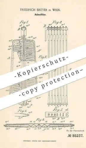 original Patent - Friedrich Breyer , Wien , 1895 , Asbestfilter | Asbest - Filter | Wasserfilter | Filtern !!!