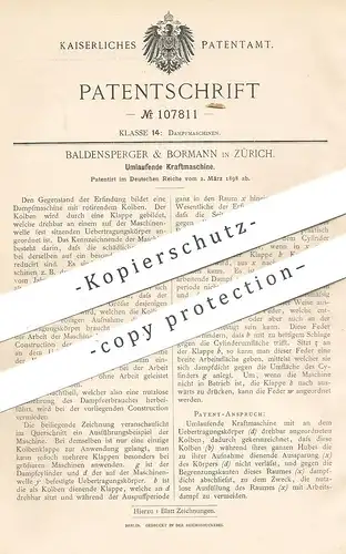 original Patent - Baldensperger & Bormann , Zürich , 1898 , Umlaufende Kraftmaschine | Motor , Motoren | Dampfmaschine