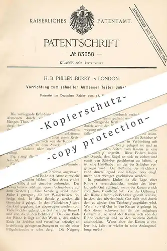 original Patent - H. B. Pullen Burry , London , England  1895 , Gewicht Abmessen | Waage | Waagen | Wiegen | Waagebalken