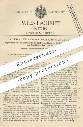 original Patent - Morgan Lewis Jones , Neath | Südwales England 1913 , magnetische Beförderung von Stahl , Eisen , Blech