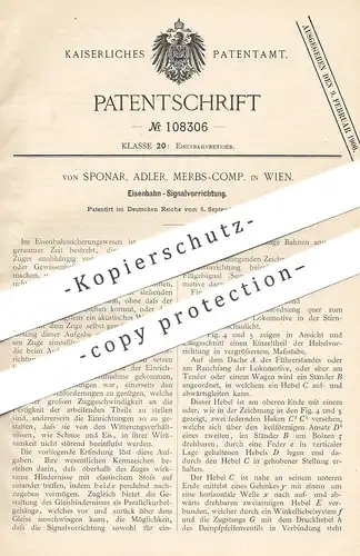 original Patent - Von Sponar , Adler , Merbs Comp. , Wien , Österreich , 1897 , Eisenbahn - Signal | Alarm , Lokomotive