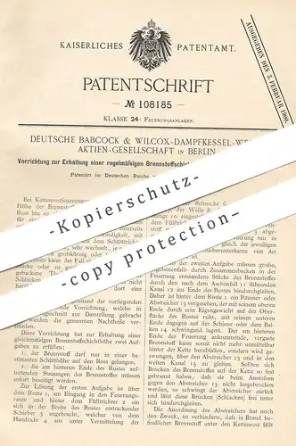 original Patent - Deutsche Babcock & Wilcox Dampfkessel Werke AG Berlin 1898 , Brennstoffschichthöhe bei Feuerung | Ofen