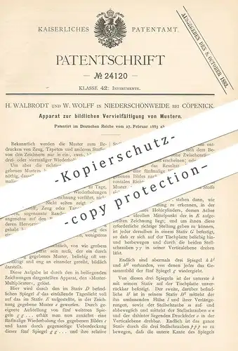 original Patent - H. Walbrodt , W. Wolff , Niederschönweide / Köpenick / Berlin , 1883 , Kopien von Muster | Tapete !!!