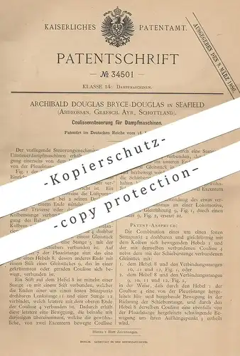 original Patent - Archibald Douglas Bryce Douglas , Seafield , Ardrossan , Ayr , Schottland | Dampfmaschine | Steuerung