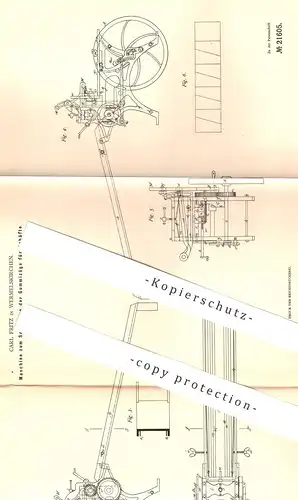 original Patent - Carl Fritz , Wermelskirchen , 1882 , Schneiden von Gummizug für Stiefel - Schaft | Schuhe , Schuster !
