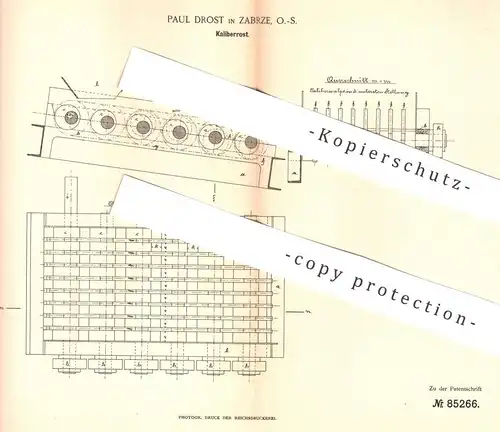 original Patent - Paul Drost , Zabrze , Schlesien , 1895 , Kaliberrost | Kaliber - Rost | Walze , Walzen | Erz , Erze !