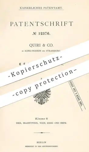 original Patent - Quiri & Co. , Schiltigheim / Strassburg , 1880 , Keimapparat | Malz , Maische , Bier , Brauerei , Keim