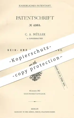 original Patent - C. A. Müller , Sangerhausen , 1878 , Seih- und Aufgussbüchse | Gesundheit , Medizin , Apotheke , Arzt