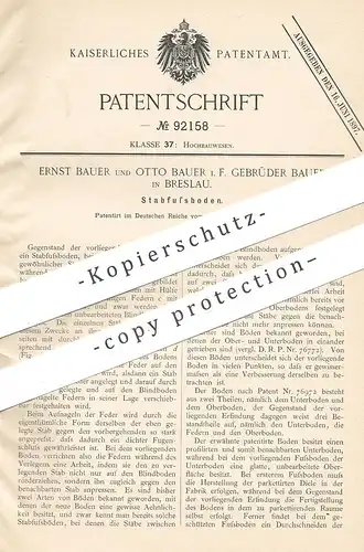 original Patent - Ernst Bauer , Otto Bauer , Breslau  1896 , Stabfußboden | Holz - Fußboden | Parkett , Tischler , Boden