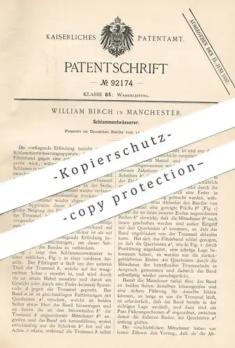 original Patent - William Birch , Manchester , England , 1896 , Schlammentwässerer | Schlamm - Entwässerung | Filter !!!