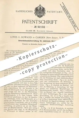 original Patent - Lewis G. Rowand , Camden , New Jersey , USA , 1895 , Schaltung für elektrischen Stromkreis | Strom !!!