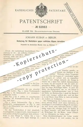 original Patent - Johann Kuban , Berlin , 1894 , Stehleiter | Leiter | Leitern | Trittleiter | Haushalt , Maler !!