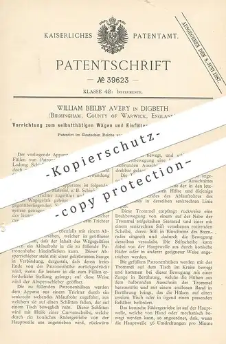 original Patent - William Beilby Avery , Digbeth , Birmingham Warwick England , 1886 , Patronen mit Schießpulver füllen