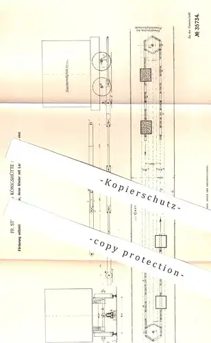 original Patent - Fr. Steinhoff , Königshütte / Schlesien , 1885 , Förderung mittels Kette | Bergbau , Bergwerk !!!