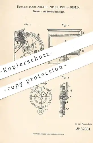 original Patent - Margarethe Zipperling , Berlin , 1894 , Anzeigetafel für Bahn , Eisenbahn , Straßenbahn | Reklame !!!