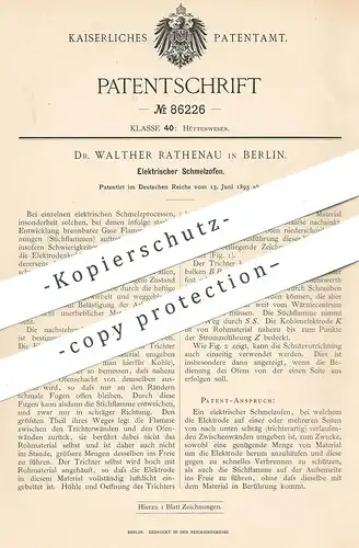 original Patent - Dr. Walther Rathenau , Berlin , 1895 , Elektrischer Schmelzofen | Ofen , Öfen , Gasofen | Hütte !!!