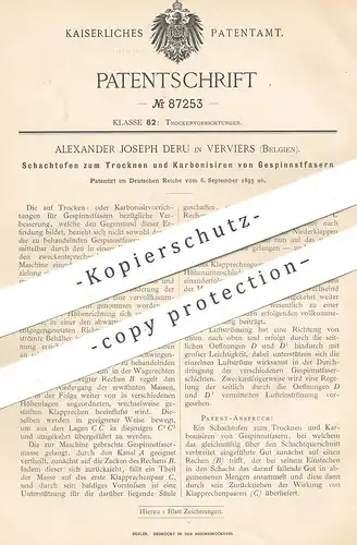 original Patent - Alexander Joseph Deru , Verviers , Belgien , 1895 , Schachtofen | Ofen | Gespinnstfasern , Fasern