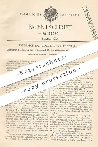 original Patent - Frederick Lamplough , Willesden , England , 1902 , Kondensator bzw. Kühler für Motor | Gasmotor !!!