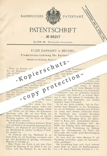 original Patent - Egide Dansaert , Brüssel , 1894 , Tremuliervorrichtung für Saiteninstrumente | Musikinstrument , Cello